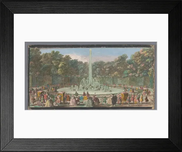 Framed Print : View of the Bassin de l'Enscelade in the garden of Versailles, 1700-1799. Creators: Anon, Jacques Rigaud Framed Print : View of the Bassin de l'Enscelade in the garden of Versailles, 1700-1799. Creators: Anon, Jacques Rigaud