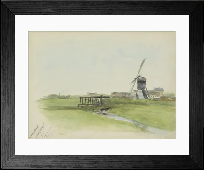 Framed Print : Landscape with windmill near Groningen, 1895. Creator: Christiaan Huidekoper Framed Print : Landscape with windmill near Groningen, 1895. Creator: Christiaan Huidekoper