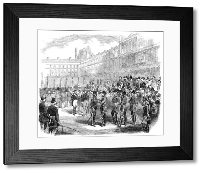 Framed Print : Distribution of the Queen's Medals to the French Crimean Troops, by H.R.H. the Duke of Cambridge, at Creator: Unknown Framed Print : Distribution of the Queen's Medals to the French Crimean Troops, by H.R.H. the Duke of Cambridge, at Creator: Unknown