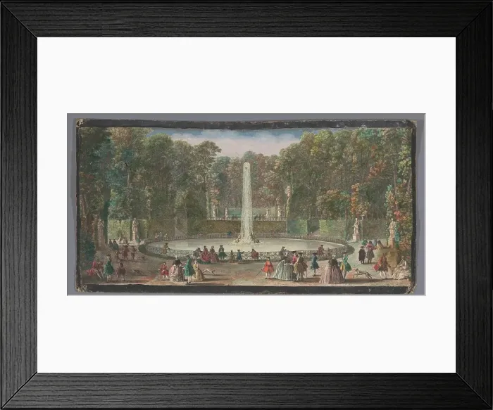 Framed Print : View of the Bassin des Muses in the garden of the Château de Marly, 1700-1799. Creators: Anon, Jacques Rigaud Framed Print : View of the Bassin des Muses in the garden of the Château de Marly, 1700-1799. Creators: Anon, Jacques Rigaud