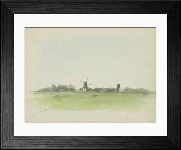 Framed Print : Landscape with windmill near Groningen, 1895. Creator: Christiaan Huidekoper Framed Print : Landscape with windmill near Groningen, 1895. Creator: Christiaan Huidekoper