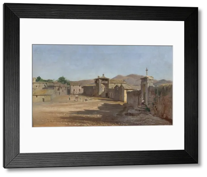 Framed Print : The square in Anticoli Corrado, Italy, 1873. Creator: Niels Bredal Framed Print : The square in Anticoli Corrado, Italy, 1873. Creator: Niels Bredal