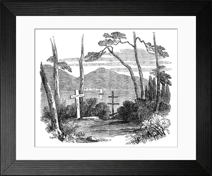 Framed Print : English and Russian Burial-ground, at Nagasaki, secured by treaty, November 1855, (1856). Creator: Unknown Framed Print : English and Russian Burial-ground, at Nagasaki, secured by treaty, November 1855, (1856). Creator: Unknown