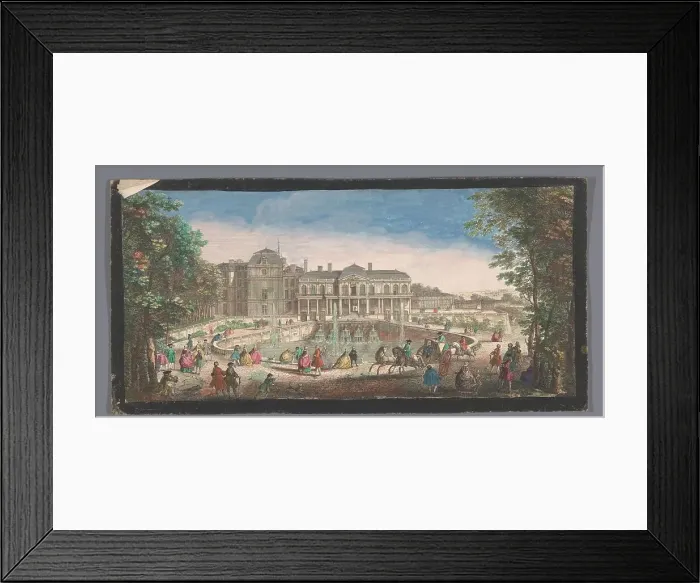 Framed Print : View of the Château de Saint-Cloud seen from the chemin de Versailles, 1730. Creators: Anon, Jacques Rigaud Framed Print : View of the Château de Saint-Cloud seen from the chemin de Versailles, 1730. Creators: Anon, Jacques Rigaud
