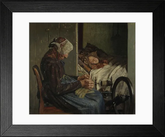 Framed Print : Grandmother with her grandson, 1875. Creator: Kristian Zahrtmann Framed Print : Grandmother with her grandson, 1875. Creator: Kristian Zahrtmann