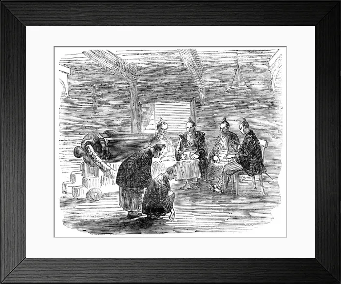 Framed Print : Japanese Officials on board The Winchester, at Nagasaki, 1856. Creator: Unknown. Japanese Officials on board The Winchester, at Nagasaki, 1856. Creator: Unknown Framed Print : Japanese Officials on board The Winchester, at Nagasaki, 1856. Creator: Unknown. Japanese Officials on board The Winchester, at Nagasaki, 1856. Creator: Unknown