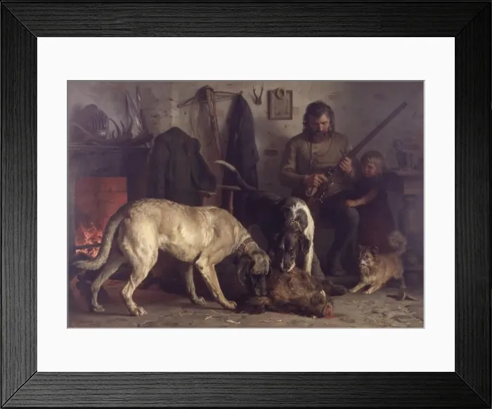 Framed Print : After the Boar Hunt, 1876. Creator: Otto Bache Framed Print : After the Boar Hunt, 1876. Creator: Otto Bache