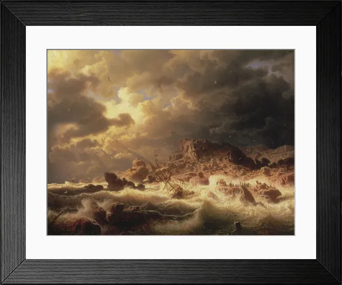 Framed Print : Gale on the Bohuslän Coast, 1857. Creator: Markus Larsson Framed Print : Gale on the Bohuslän Coast, 1857. Creator: Markus Larsson