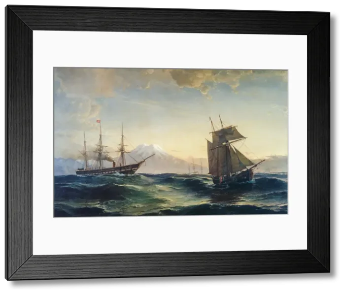 Framed Print : Ships off the Coast of Iceland, 1878. Creator: Carl Frederik Sorensen Framed Print : Ships off the Coast of Iceland, 1878. Creator: Carl Frederik Sorensen