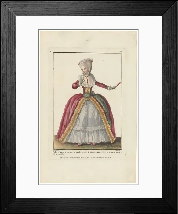 Framed Print : Gallery of French Fashions and Costumes, 1782, qq. 233: English dress with amadis (...), 1782. Creator: Dupin Framed Print : Gallery of French Fashions and Costumes, 1782, qq. 233: English dress with amadis (...), 1782. Creator: Dupin