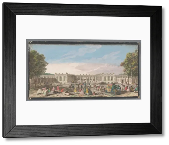 Framed Print : View of the front of the Grand Trianon in the garden of Versailles, 1700-1799. Creators: Anon, Jacques Rigaud Framed Print : View of the front of the Grand Trianon in the garden of Versailles, 1700-1799. Creators: Anon, Jacques Rigaud