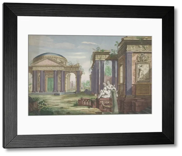 Framed Print : View of a Corinthian Temple, 1700-1799. Creators: Anon, François-Philippe Charpentier Framed Print : View of a Corinthian Temple, 1700-1799. Creators: Anon, François-Philippe Charpentier