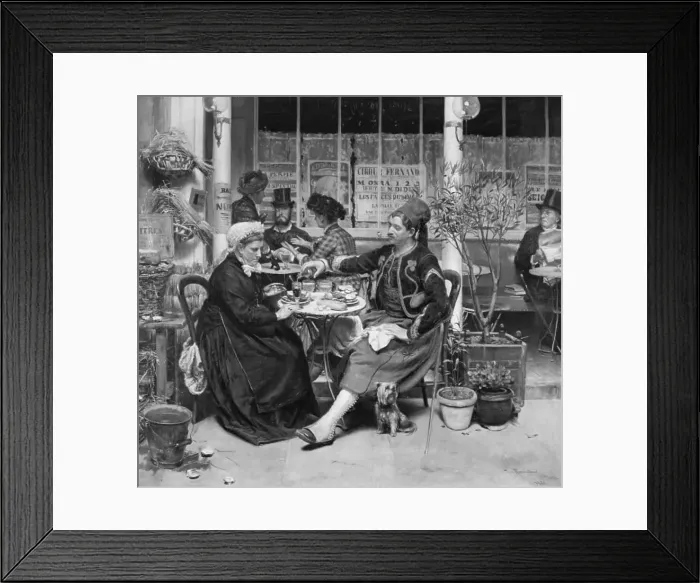 Framed Print : Outside a brasserie in Paris, 1881. Creator: Vilhelm Rosenstand Framed Print : Outside a brasserie in Paris, 1881. Creator: Vilhelm Rosenstand