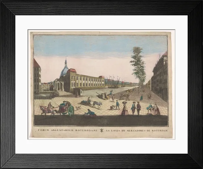 Framed Print : View of the Stock Exchange in Rotterdam, 1736-1799. Creator: Remondini family Framed Print : View of the Stock Exchange in Rotterdam, 1736-1799. Creator: Remondini family