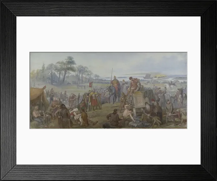 Framed Print : After the Battle of Fyrisvall. Proposed Decoration of the Walls in the Upper Hall, c19th century. Creator: Marten Eskil Winge Framed Print : After the Battle of Fyrisvall. Proposed Decoration of the Walls in the Upper Hall, c19th century. Creator: Marten Eskil Winge