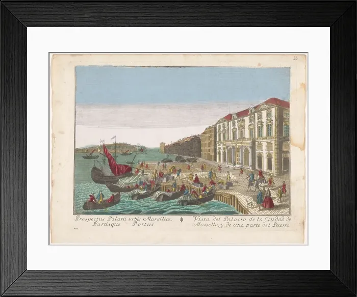 Framed Print : View of the Town Hall and the harbor in Marseille, 1700-1799. Creator: Remondini family Framed Print : View of the Town Hall and the harbor in Marseille, 1700-1799. Creator: Remondini family