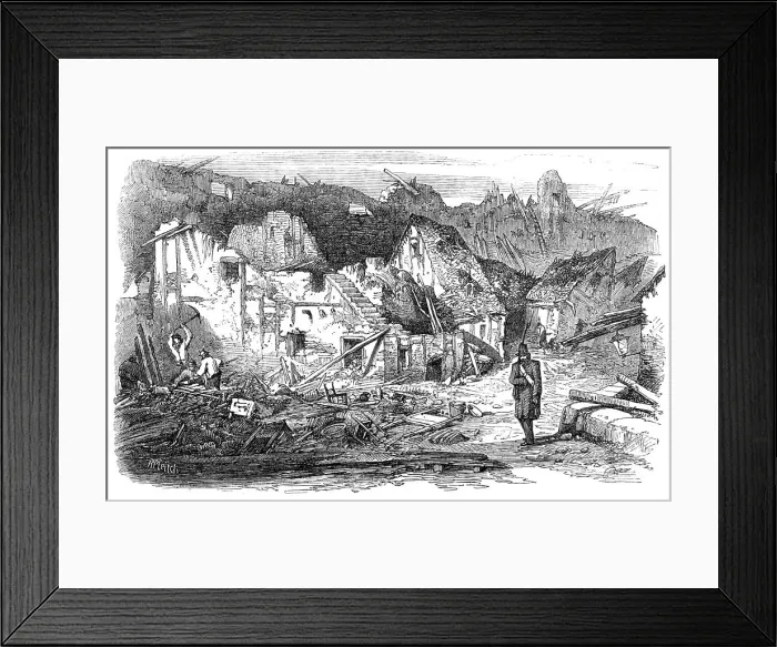 Framed Print : The Late Explosion at Mayence - the Old Kastrick Street, 1857. Creator: Richard Principal Leitch Framed Print : The Late Explosion at Mayence - the Old Kastrick Street, 1857. Creator: Richard Principal Leitch