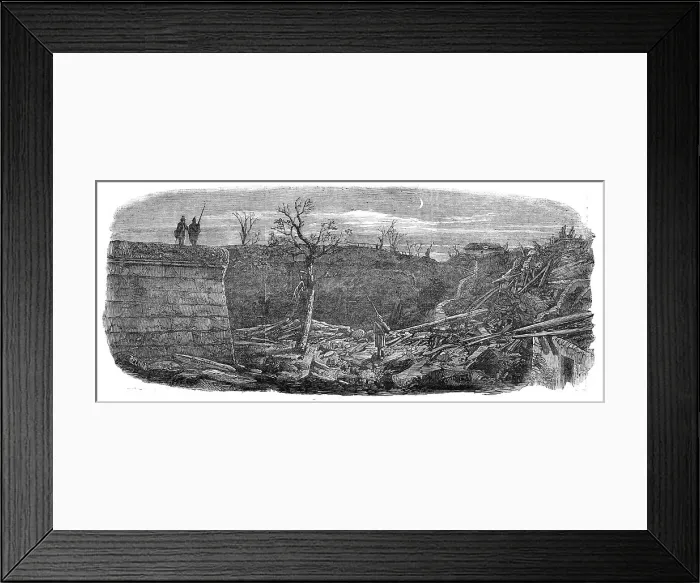 Framed Print : The Late Explosion at Mayence - Site of the Powder Magazine, 1857. Creator: Richard Principal Leitch Framed Print : The Late Explosion at Mayence - Site of the Powder Magazine, 1857. Creator: Richard Principal Leitch