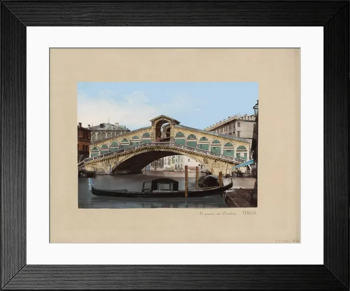 Framed Print : Rialto in Venice, in the foreground a gondola, 1850-1876. Creator: Anon Framed Print : Rialto in Venice, in the foreground a gondola, 1850-1876. Creator: Anon