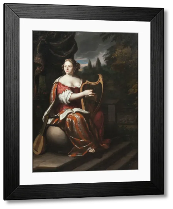 Framed Print : A Lady Playing the Harp, c1700. Creator: Martin Mytens the elder Framed Print : A Lady Playing the Harp, c1700. Creator: Martin Mytens the elder