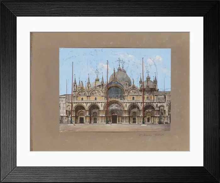 Framed Print : Facade of the Basilica of San Marco in Venice, 1850-1876. Creator: Anon Framed Print : Facade of the Basilica of San Marco in Venice, 1850-1876. Creator: Anon