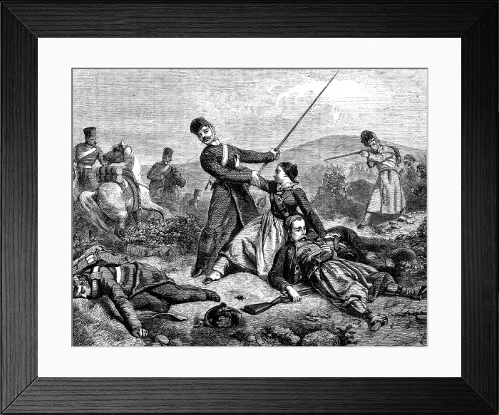 Framed Print : An Incident in the Present War - painted by Sovrieul, in the exhibition of pictures of the French Sc Creator: Unknown Framed Print : An Incident in the Present War - painted by Sovrieul, in the exhibition of pictures of the French Sc Creator: Unknown