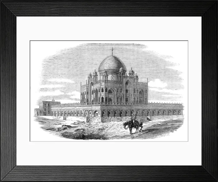 Framed Print : Near Delhi: Tomb of the Emperor Humayon, where the Two Sons and Grandson of the King... 1857. Creator: Unknown Framed Print : Near Delhi: Tomb of the Emperor Humayon, where the Two Sons and Grandson of the King... 1857. Creator: Unknown