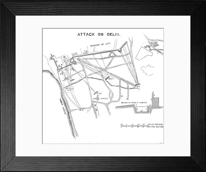 Framed Print : Plan of the Attack on Delhi, 1857. Creator: Unknown Framed Print : Plan of the Attack on Delhi, 1857. Creator: Unknown