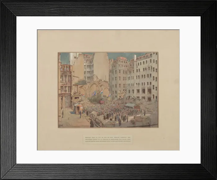 Framed Print : Memorial in Austin Friars, London 1941, (1941). Creator: Anton Abraham van Anrooy Framed Print : Memorial in Austin Friars, London 1941, (1941). Creator: Anton Abraham van Anrooy