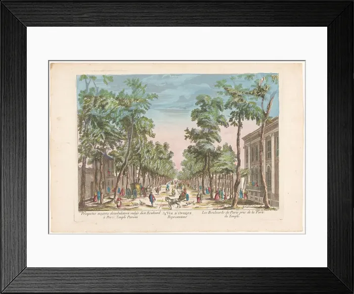 Framed Print : View of a boulevard in Paris seen from Porte du Temple, 1745-1775. Creator: Anon Framed Print : View of a boulevard in Paris seen from Porte du Temple, 1745-1775. Creator: Anon