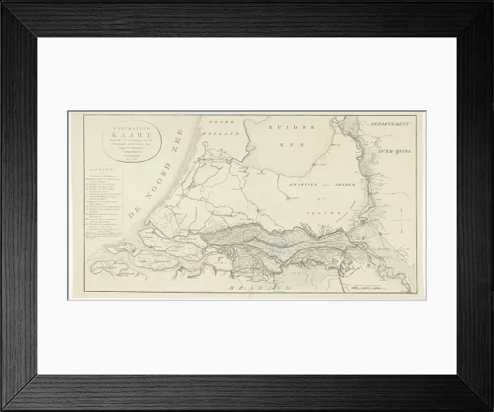 Framed Print : Figurative map, giving an indication of the main dike breaches, etc.: along the Rivers, 1809. Creator: Antoni Zürcher Framed Print : Figurative map, giving an indication of the main dike breaches, etc.: along the Rivers, 1809. Creator: Antoni Zürcher