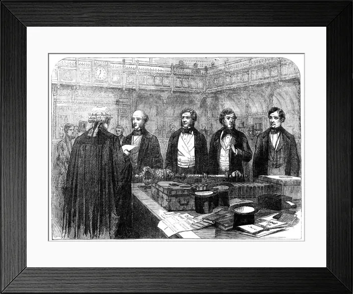 Framed Print : Members of the House of Commons Taking the Oaths, 1857. Creator: Unknown Framed Print : Members of the House of Commons Taking the Oaths, 1857. Creator: Unknown
