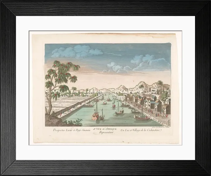 Framed Print : View of a village on the water in Cochin China, 1745-1775. Creator: Anon Framed Print : View of a village on the water in Cochin China, 1745-1775. Creator: Anon