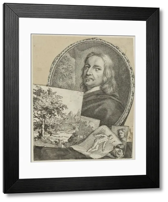 Framed Print : Portrait of Philippe de Champaigne in collage, 1718-1721. Creator: Arnold Houbraken Framed Print : Portrait of Philippe de Champaigne in collage, 1718-1721. Creator: Arnold Houbraken