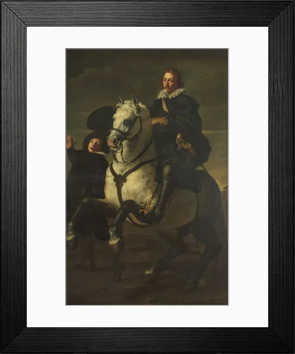 Framed Print : Portrait of a man on horseback, c.1610-c.1620. Creator: Unknown Framed Print : Portrait of a man on horseback, c.1610-c.1620. Creator: Unknown
