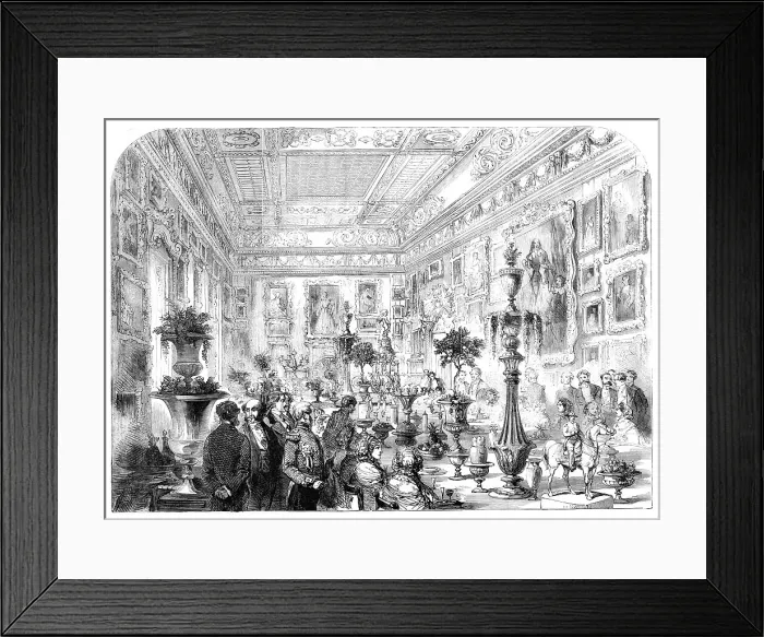Framed Print : Marriage of Sir Robert Peel and Lady Emily Hay - The Dejeuner in the Waterloo Gallery at Apsley Hous Creator: Unknown Framed Print : Marriage of Sir Robert Peel and Lady Emily Hay - The Dejeuner in the Waterloo Gallery at Apsley Hous Creator: Unknown
