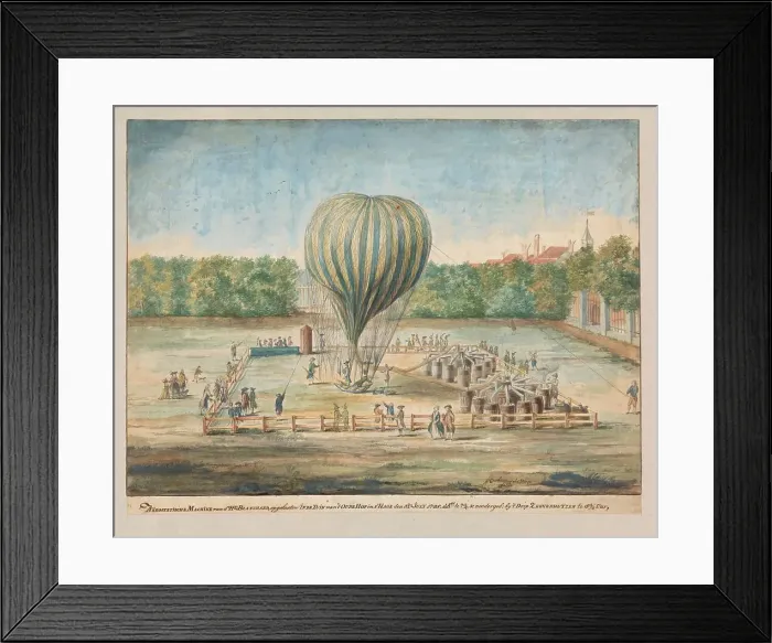 Framed Print : The Launch of Blanchard's Balloon at The Hague in 1785, 1785. Creator: G. Carbentus