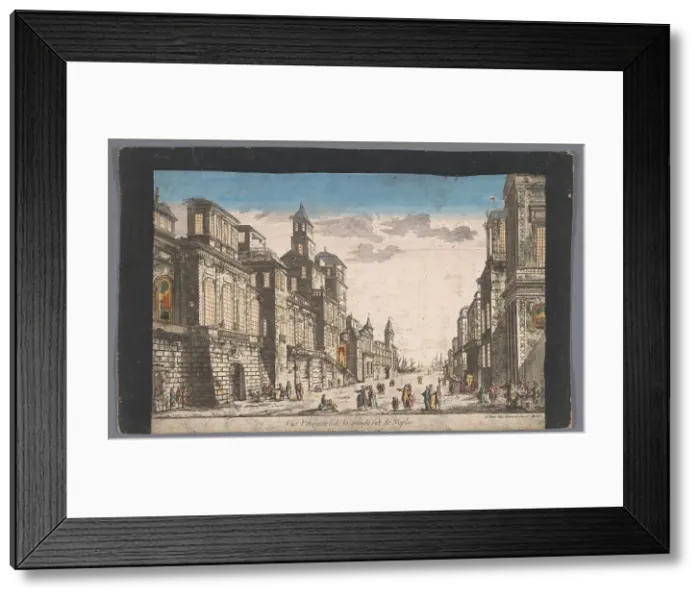 Framed Print : View on a street towards the sea in Naples, 1745-1775. Creator: Anon Framed Print : View on a street towards the sea in Naples, 1745-1775. Creator: Anon