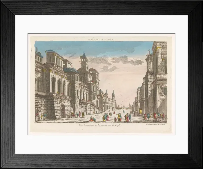 Framed Print : View on a street towards the sea in Naples, 1745-1775. Creator: Anon Framed Print : View on a street towards the sea in Naples, 1745-1775. Creator: Anon