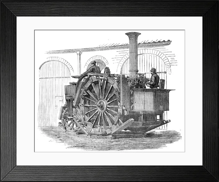 Framed Print : Messrs. Tuxford's Traction-Engine, exhibited at the Smithfield Club Cattle Show, 1857. Creator: Unknown Framed Print : Messrs. Tuxford's Traction-Engine, exhibited at the Smithfield Club Cattle Show, 1857. Creator: Unknown