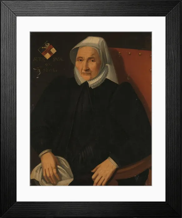 Framed Print : Portrait of an Elderly Lady of the Haling Family, after 1630. Creator: Anon Framed Print : Portrait of an Elderly Lady of the Haling Family, after 1630. Creator: Anon
