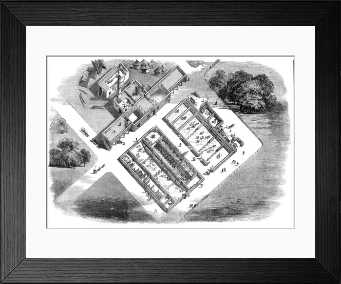 Framed Print : Farm Buildings erected for the Earl of Macclesfield, at Shirburn, Oxon. 1857. Creator: Unknown