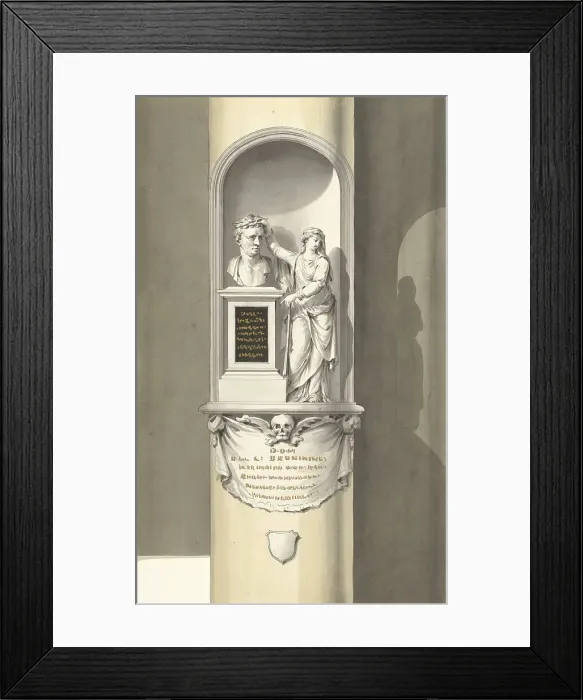 Framed Print : Design for a monument for C. Brunings: a bust in a niche with Fama, 1806. Creator: Bartholomeus Ziesenis Framed Print : Design for a monument for C. Brunings: a bust in a niche with Fama, 1806. Creator: Bartholomeus Ziesenis