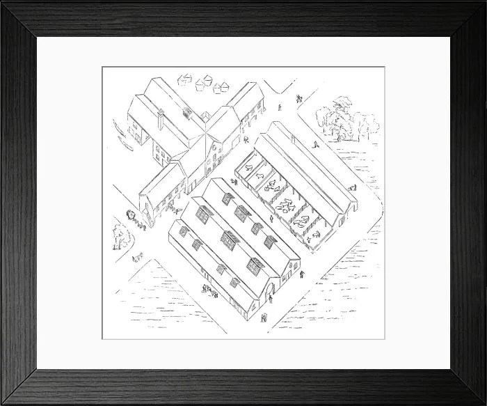 Framed Print : Plan of New Farm Buildings at Shirburn, Oxon. 1857. Creator: Unknown Framed Print : Plan of New Farm Buildings at Shirburn, Oxon. 1857. Creator: Unknown