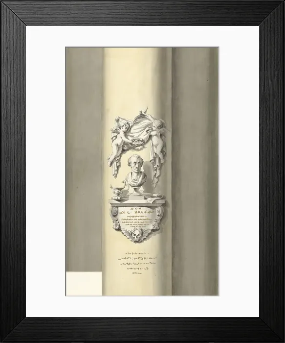 Framed Print : Design for a monument for C. Brunings: a bust with putti, 1806. Creator: Bartholomeus Ziesenis Framed Print : Design for a monument for C. Brunings: a bust with putti, 1806. Creator: Bartholomeus Ziesenis