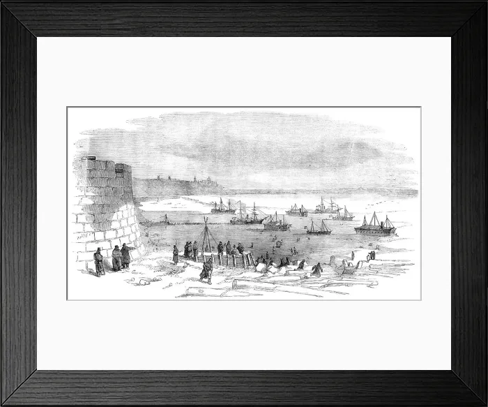 Framed Print : Kinburn Fort, and the Spit of Otchakoff - the Expeditionary Fleet in the Ice, 1856. Creator: Unknown Framed Print : Kinburn Fort, and the Spit of Otchakoff - the Expeditionary Fleet in the Ice, 1856. Creator: Unknown