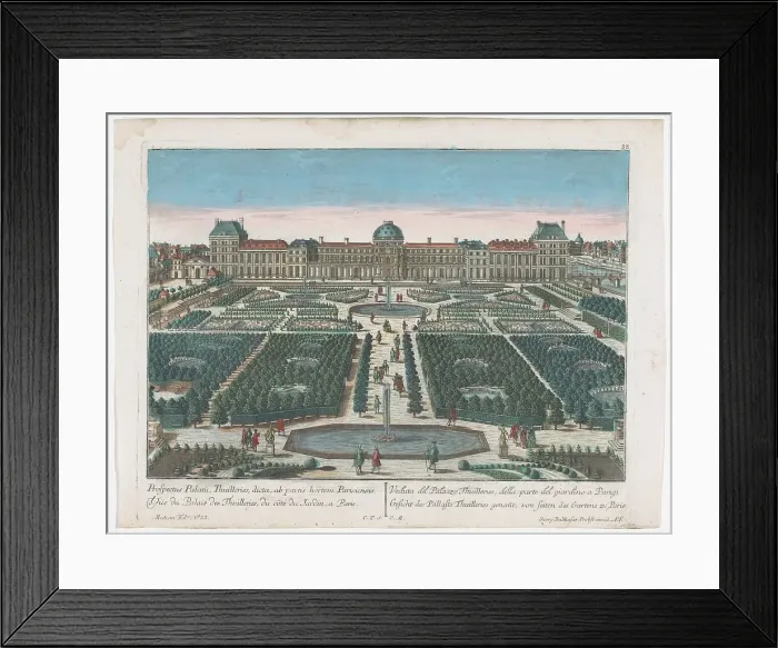 Framed Print : View of the Palais des Tuileries in Paris seen from the Jardin des Tuileries, 1742-1801. Creator: Georg Balthasar Probst Framed Print : View of the Palais des Tuileries in Paris seen from the Jardin des Tuileries, 1742-1801. Creator: Georg Balthasar Probst