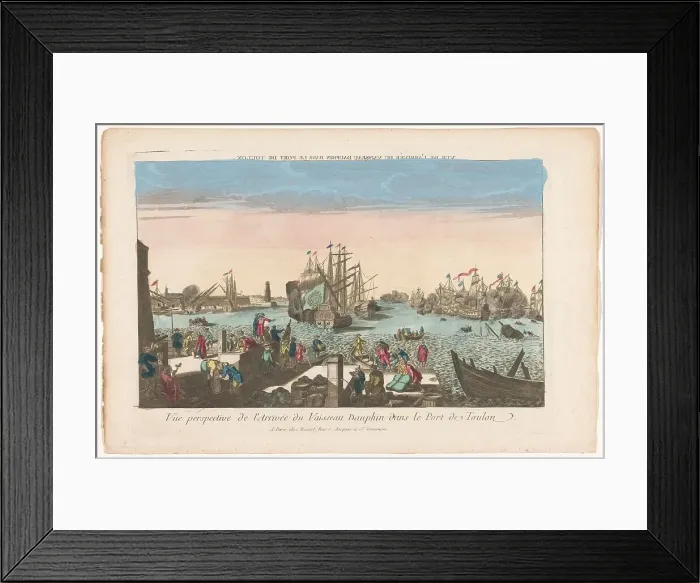 Framed Print : View of the arrival of the ship Dauphin in the port of Toulon, 1700-1799. Creator: Anon Framed Print : View of the arrival of the ship Dauphin in the port of Toulon, 1700-1799. Creator: Anon