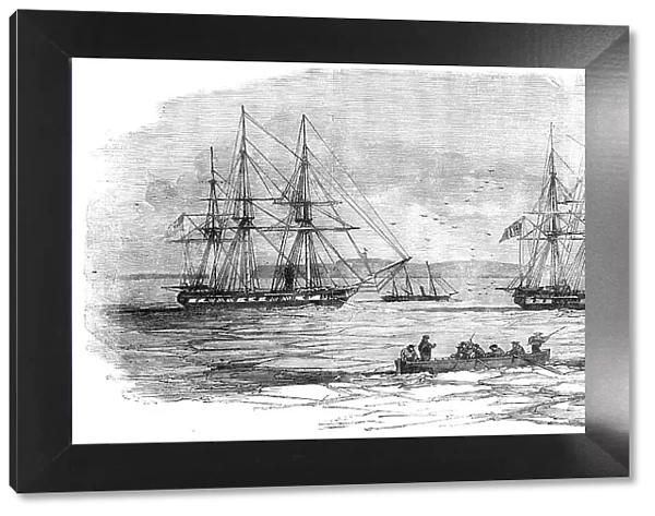 Kinburn - the 'Curacoa' and 'Tribune' Steam-frigates, and 'Beagle' Gun-boat, in the Ice, 1856. Creator: Unknown. Kinburn - the 'Curacoa' and 'Tribune' Steam-frigates, and 'Beagle' Gun-boat, in the Ice, 1856