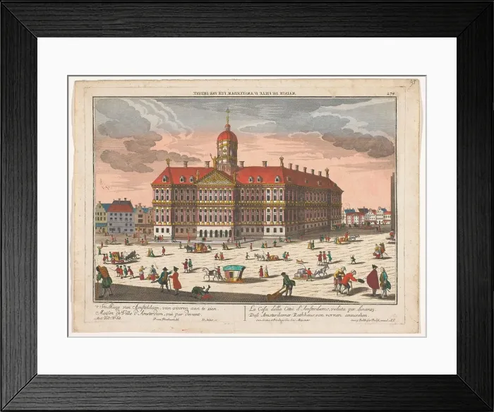 Framed Print : View of the Town Hall and the Dam in Amsterdam, 1742-1801. Creator: Georg Balthasar Probst Framed Print : View of the Town Hall and the Dam in Amsterdam, 1742-1801. Creator: Georg Balthasar Probst
